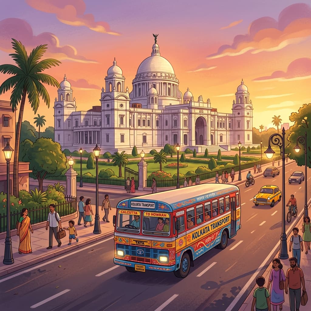 Kolkata Victoria Memorial with bus